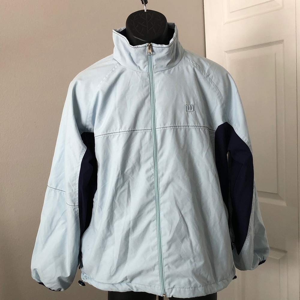 WILSON Men’s High Collar Full Zip Blue Lined Windbreaker Jacket | L